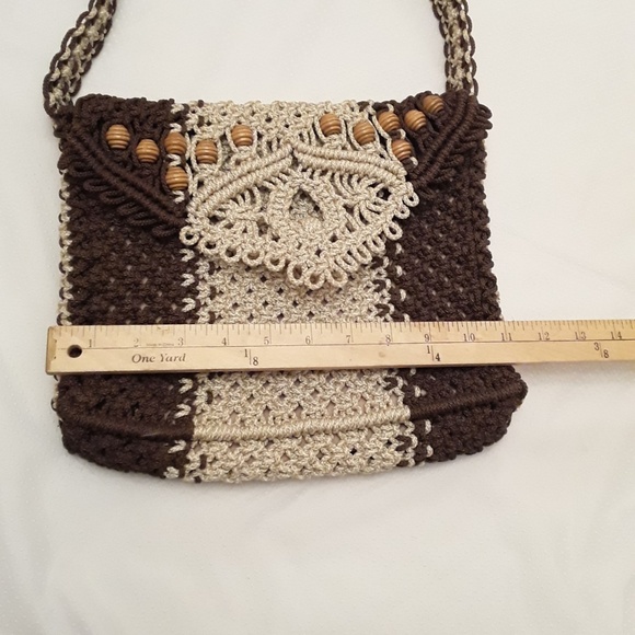 Vintage Brown Khaki Rope Purse Bag - Picture 4 of 5